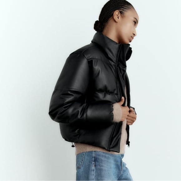 Zara Faux leather puffer jacket - Picture 3 of 8